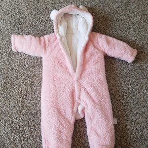 Winter Snow Suit pink Reversible Size 12/18m